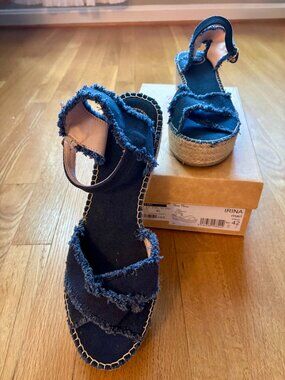 New In Box Toni Pons Irina Navy Platform Wedge Espadrilles EU42 fits like US10